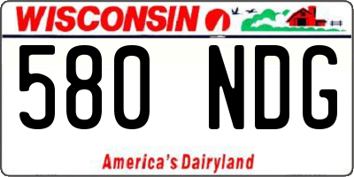WI license plate 580NDG