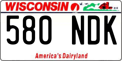 WI license plate 580NDK
