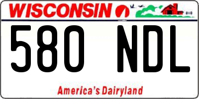 WI license plate 580NDL