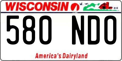 WI license plate 580NDO