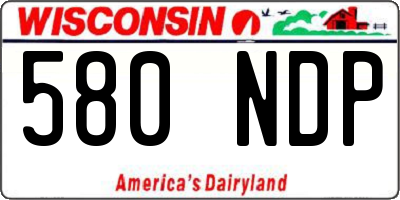 WI license plate 580NDP