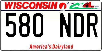 WI license plate 580NDR