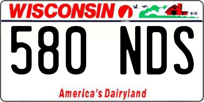 WI license plate 580NDS