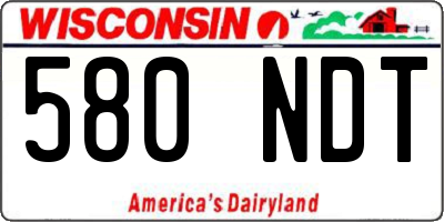 WI license plate 580NDT