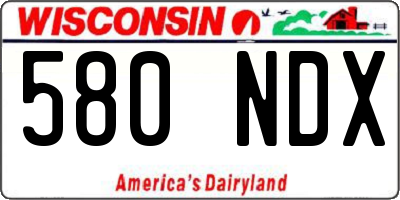 WI license plate 580NDX
