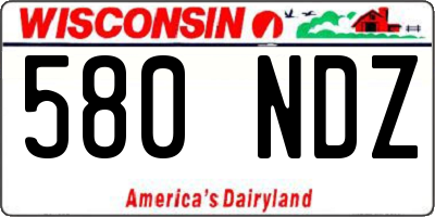 WI license plate 580NDZ