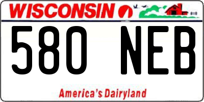 WI license plate 580NEB