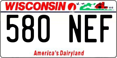 WI license plate 580NEF