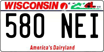 WI license plate 580NEI