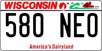 WI license plate 580NEO