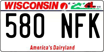 WI license plate 580NFK