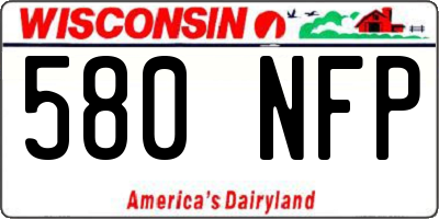 WI license plate 580NFP