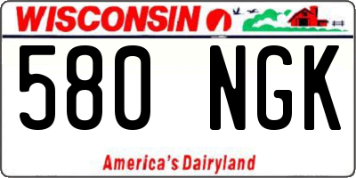 WI license plate 580NGK