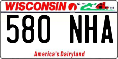 WI license plate 580NHA