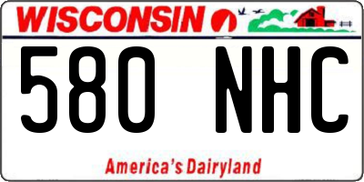 WI license plate 580NHC