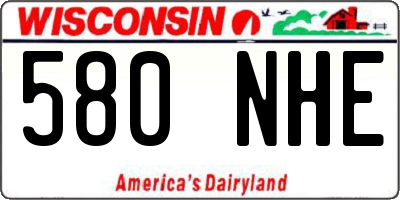 WI license plate 580NHE