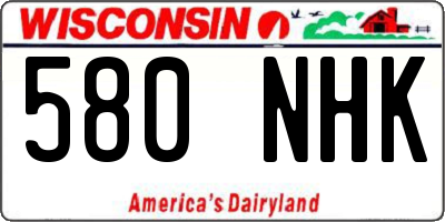 WI license plate 580NHK