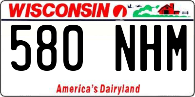 WI license plate 580NHM