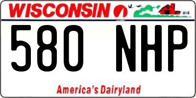 WI license plate 580NHP