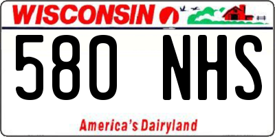 WI license plate 580NHS