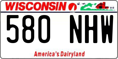 WI license plate 580NHW