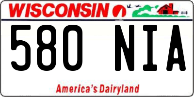 WI license plate 580NIA