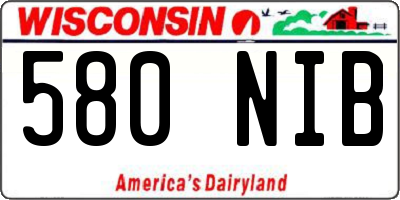 WI license plate 580NIB
