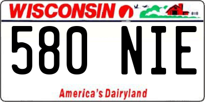 WI license plate 580NIE