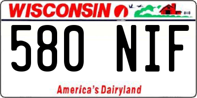 WI license plate 580NIF