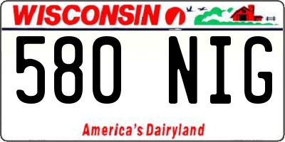 WI license plate 580NIG