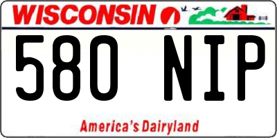 WI license plate 580NIP