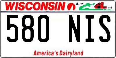 WI license plate 580NIS