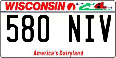WI license plate 580NIV