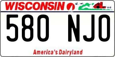 WI license plate 580NJO