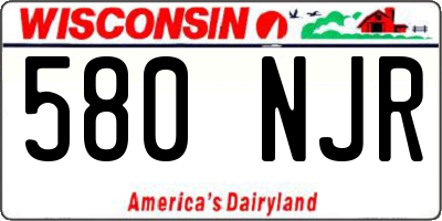 WI license plate 580NJR
