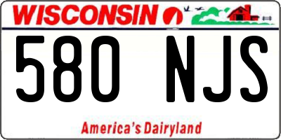 WI license plate 580NJS