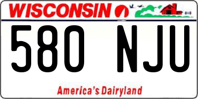 WI license plate 580NJU