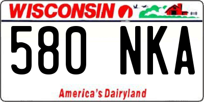 WI license plate 580NKA