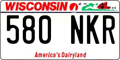 WI license plate 580NKR