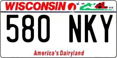 WI license plate 580NKY
