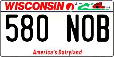 WI license plate 580NOB