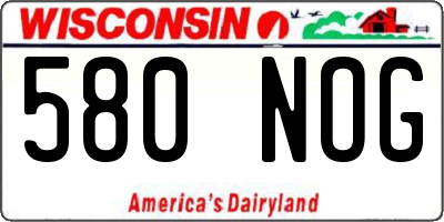 WI license plate 580NOG
