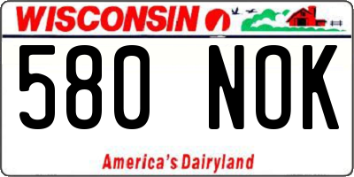 WI license plate 580NOK