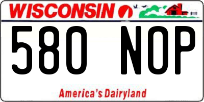 WI license plate 580NOP