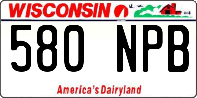 WI license plate 580NPB