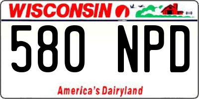 WI license plate 580NPD