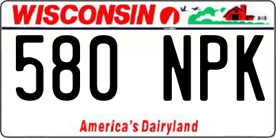 WI license plate 580NPK