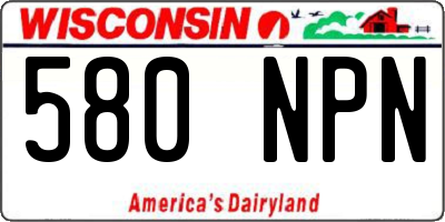 WI license plate 580NPN