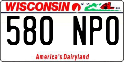 WI license plate 580NPO