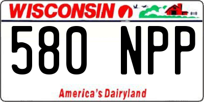 WI license plate 580NPP